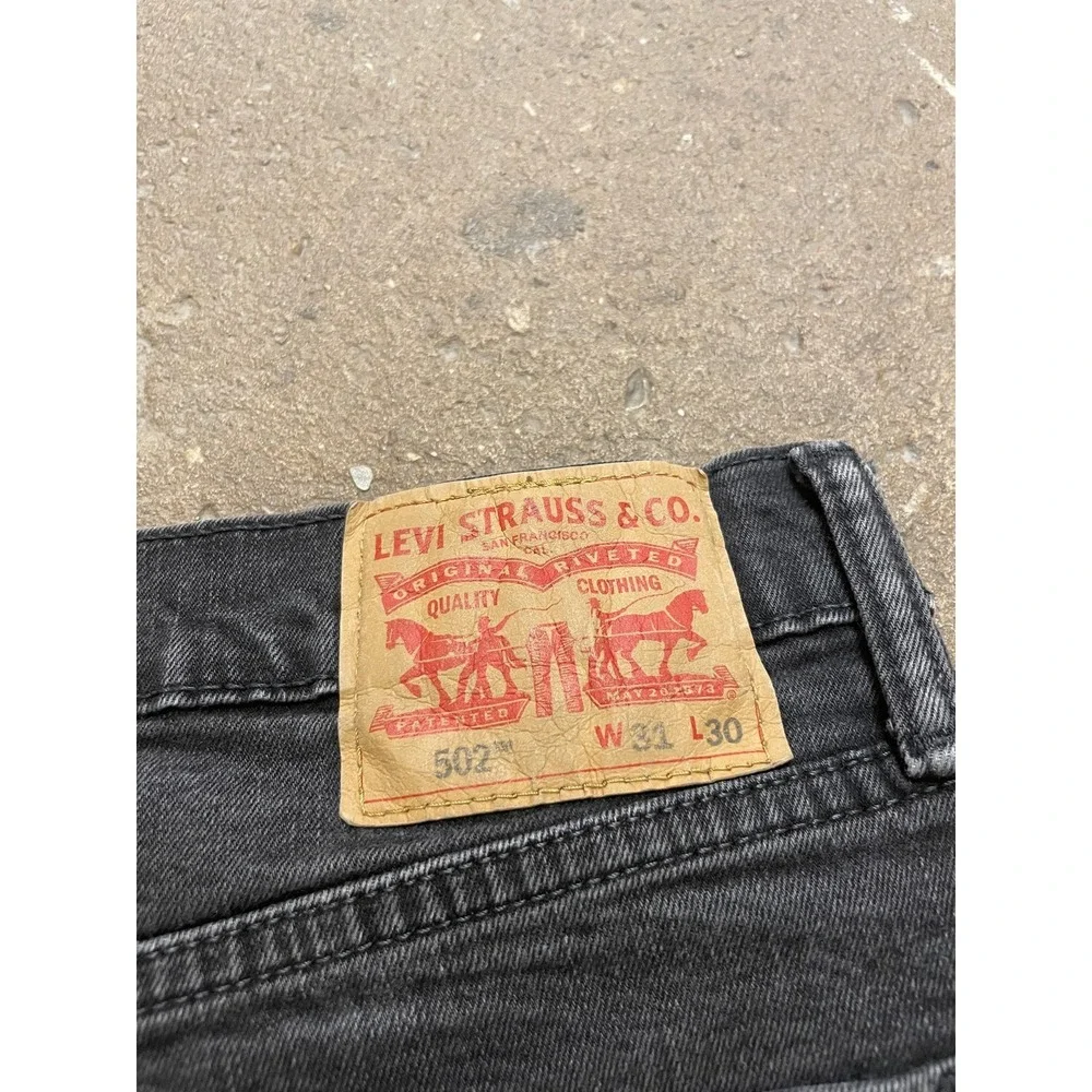 Levis 502 Jeans‎ Mens 31x30 Gray Tapered Leg Stretch Denim Zip Fly 5-Pocket